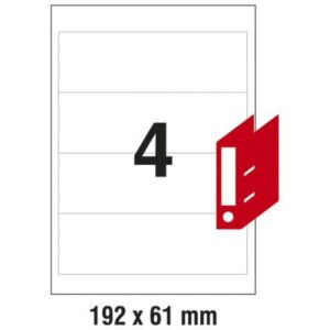 A4 4-2 ETIKETE A4 192 x 61,4 mm, 4-2,4 na listu, pakiranje 100 listova, za registratore