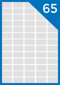 A4 65-1 ETIKETE A4 38 x 21,2 mm,65-1, 65 na listu, pakiranje 100 listova