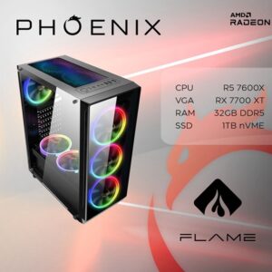 PC FLAME Y-529 Stolno računalo Fenix 529 AMD Ryzen 5 7600X,32GB DDR5,NVMe SSD 1TB,dos