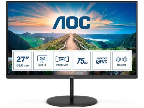 AOC-Q27V4EA Monitor LED 27" AOC IPS Q27V4EA, 2560x1440@75 Hz,HDMI 1.4 x 1, DisplayPort 1.2x1