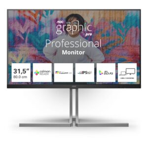 U32U3CV Monitor LED 32" AOC U32U3CV, 4K, HDMI, DP, USB-C, RJ45, Calma