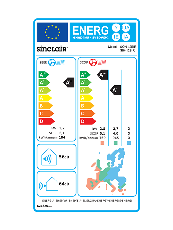 SIH + SOH- 12BIR Klima Sinclair Ray SIH + SOH- 12BIR, 3,2kW unutarnja + vanjska jedinica, wifi