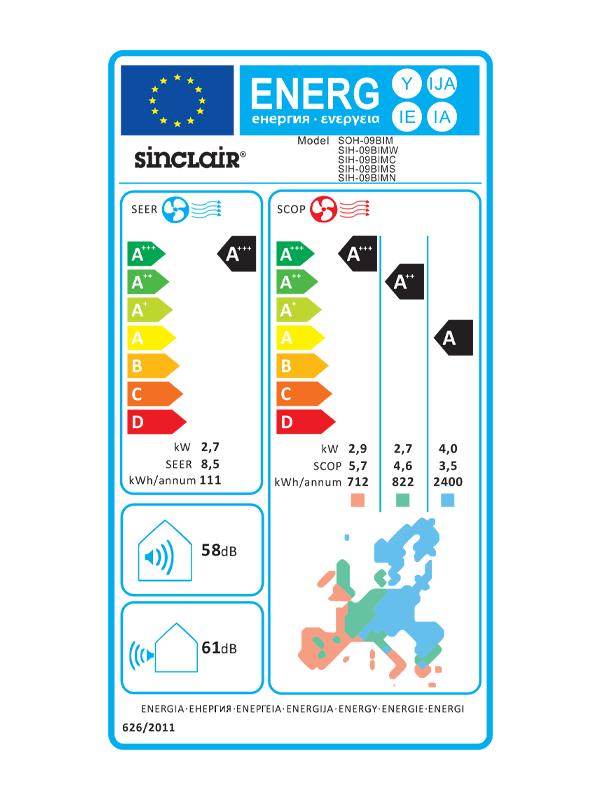 SIH-09BIMN Klima Sinclair Marvin SIH-09BIMN 2,7kW unutarnja zidna jedinica