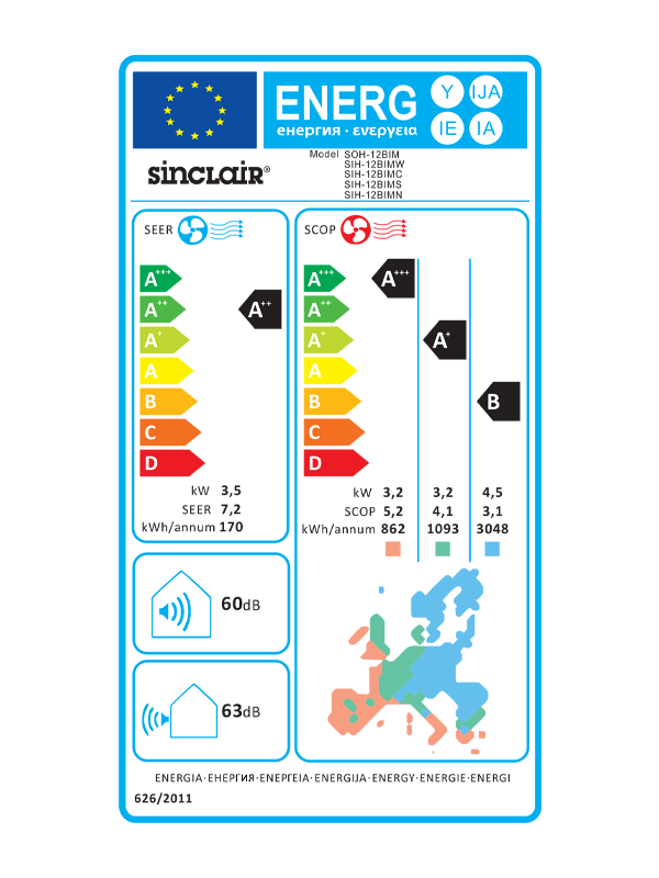 SIH + SOH-12BIMN Klima Sinclair Marvin SIH + SOH-12BIMN 3,5kW unutarnja + vanjska jedinica, wifi