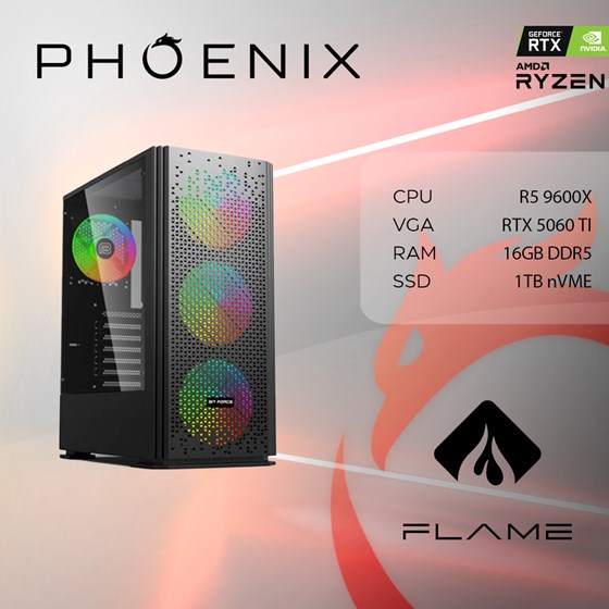 PC FLAME X-502 Stolno računalo Fenix FLAME X-502 AMD Ryzen 5 9600X,16GB DDR5,NVMe SSD 1TB