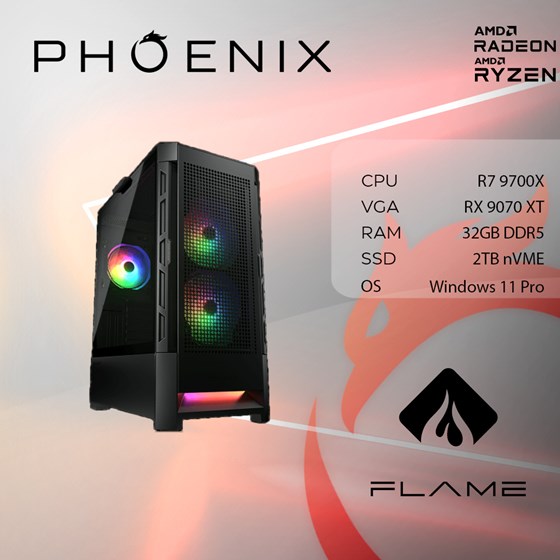 PC FLAME X-519 Stolno računalo Fenix 519 AMD Ryzen 7 9700X,32GB DDR5,RX9070 XT 16G,W11PRO