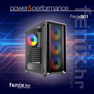 PC FLAME X-501 Stolno računalo Fenix 501 Intel i5 14400F,16GB DDR5,RTX 5060 TI 8GB,600W 80+
