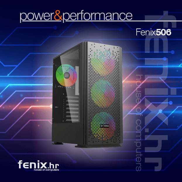 PC FLAME X-506 Stolno računalo Fenix 506 AMD Ryzen 5 9600X,16GB DDR5,RTX 5060 TI 8GB,600W 80+
