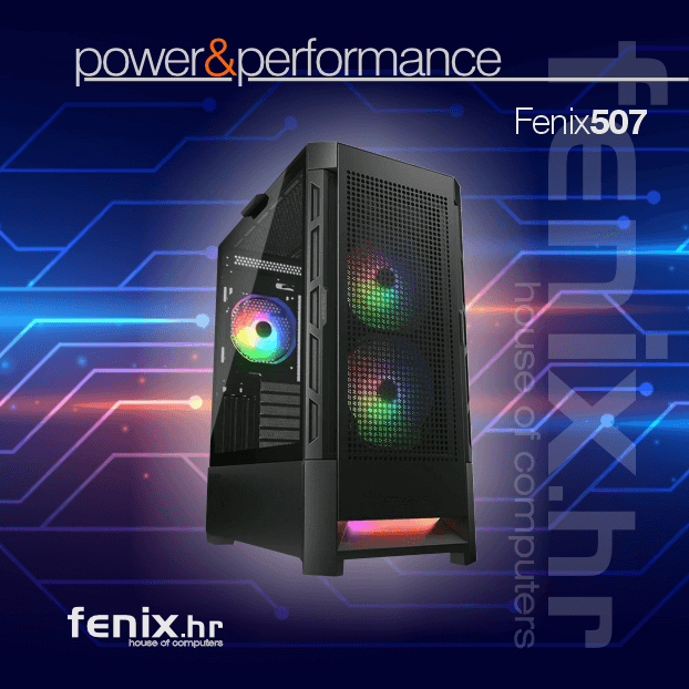 PC FLAME X-507 Stolno računalo Fenix 507 AMD Ryzen 7 9700X,32GB DDR5,RX9070 XT 16GB,750W 80+