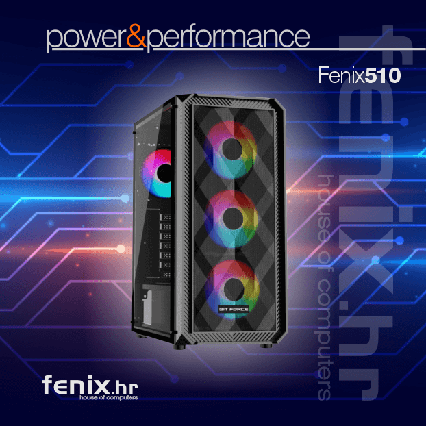 PC FLAME X-510 Stolno računalo Fenix 510 AMD Ryzen 7 9800X3D,32GB DDR5,RTX 5070 12GB