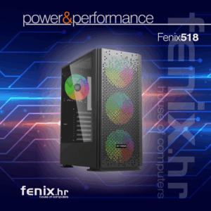 PC FLAME X-518 Stolno računalo Fenix 518 AMD Ryzen 5 9600X,16GB DDR5,RTX 5060 TI 8GB,W11Pro