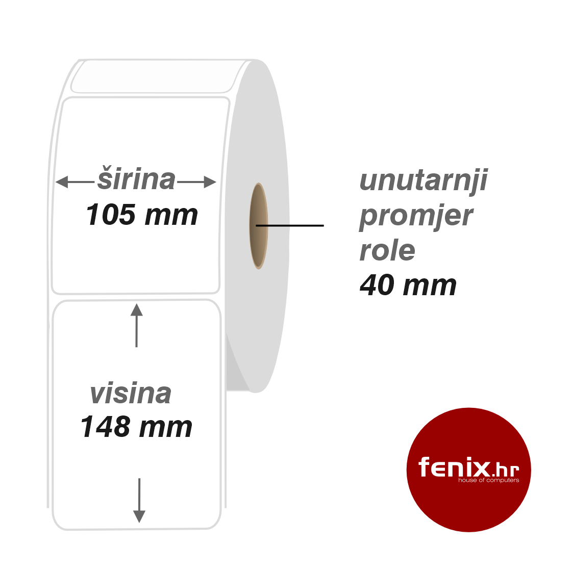 105 x 148 ETIKETE samoljepive 105 x 148 - 1000 kom rola, TTR VELLUM, fi40, jednoredno