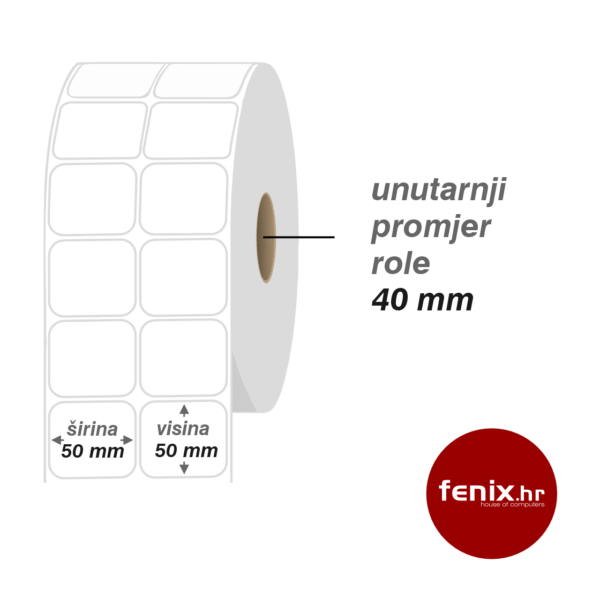 ETIKETE samoljepive 50 x 50 -1000 kom rola, TTR VELLUM, fi40, dvoredne