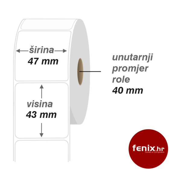ETIKETE samoljepive 47 x 43 -1000 kom rola, TERMO ECO, fi40, jednoredno