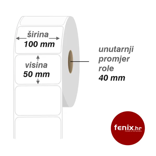 100 x 50 ETIKETE samoljepive 100 x 50 - 1000 kom rola TTR VELLUM, fi40, jednoredno