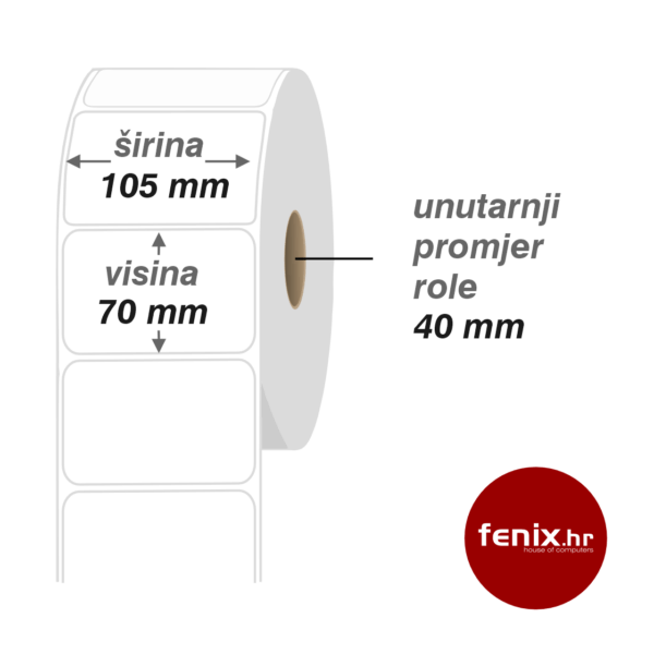 ETIKETE samoljepive 105 x 70 - 1000 kom rola,TTR VELLUM, fi40, jednoredno