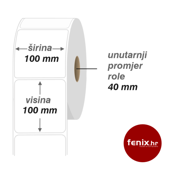 ETIKETE samoljepive 100 x 100 -500 kom, TERMO ECO, fi40, jednoredno
