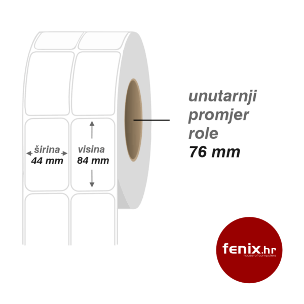 ETIKETE samoljepive 44 x 84 - 4000 kom rola, Semi-gloss, fi76, dvoredna