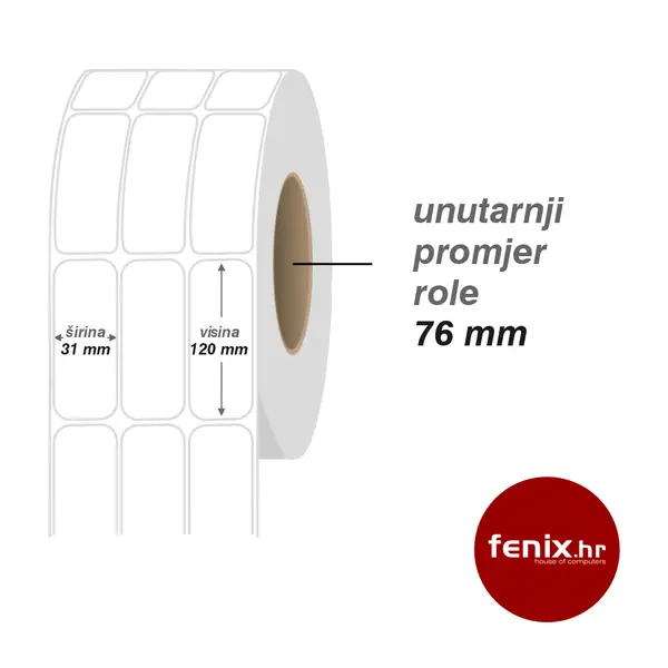 31 x 120 3000/3 FRIMPEKS ETIKETE samoljepive 31 x 120 - 3000 kom rola, Semi-gloss, fi76, troredna