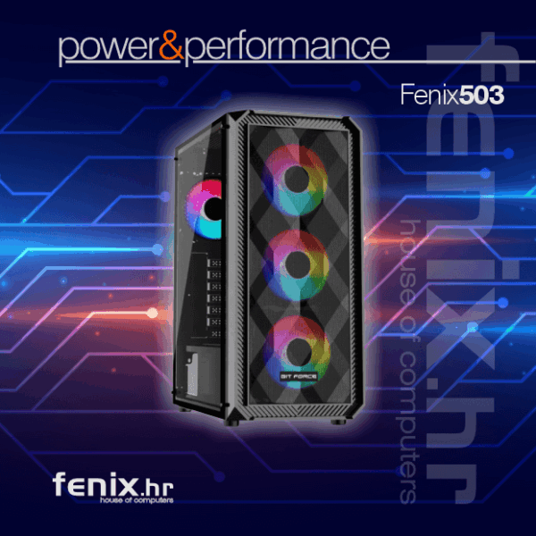 PC FLAME X-503 Stolno računalo Fenix 503 Intel i5 14400F,16GB DDR5,RTX 5060 8GB,600W 80+