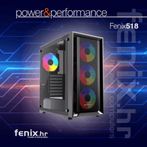 PC FLAME X-518 Stolno računalo Fenix 518 AMD Ryzen 5 9600X,16GB DDR5,RTX 5060 TI 8GB,W11Pro