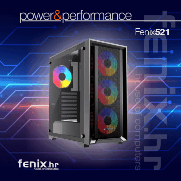 PC FLAME X-521 Stolno računalo Fenix 521 AMD Ryzen 5 9600X,16GB DDR5,RTX 5060 8GB,W11Pro