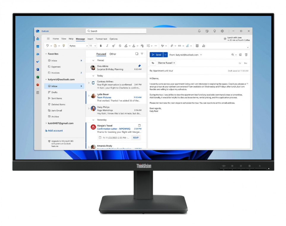 64B5KAT1EU Monitor LED 23,8" Lenovo ThinkVision S24-4e IPS, VGA, HDMI, 100Hz
