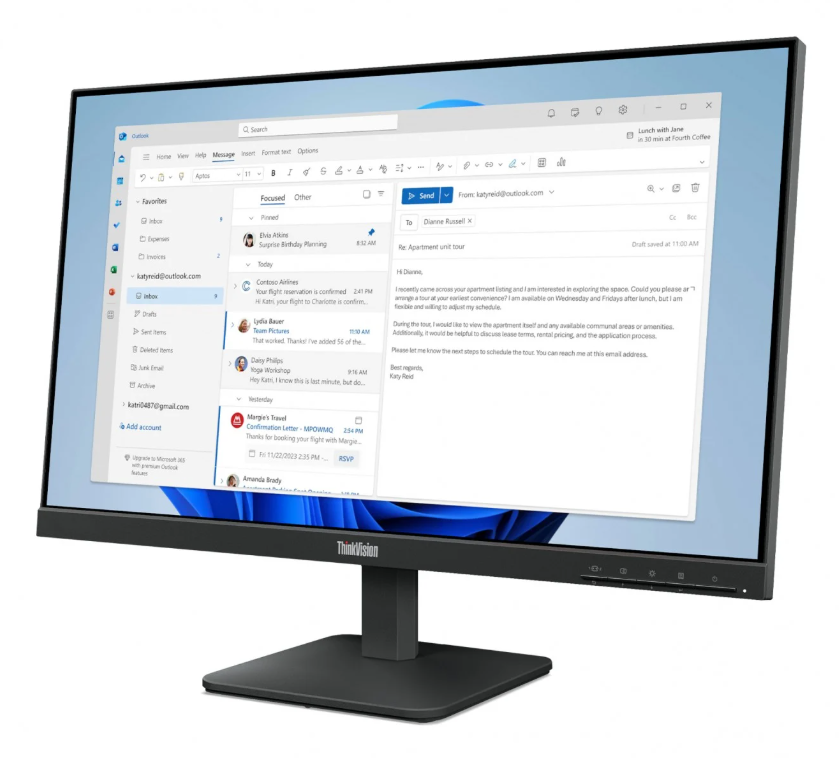 64B5KAT1EU Monitor LED 23,8" Lenovo ThinkVision S24-4e IPS, VGA, HDMI, 100Hz
